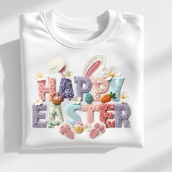 Easter Bunny T-shirt. Super Cute New S M L XL 🐰🧵 Stitched with Love: Pink - Picture 3 of 10